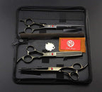 Purple Dragon 7.0 inch Rhinestone Decoration 3PCS Pet Grooming Scissors Dog Hair Cutting & Thinning Shears Set