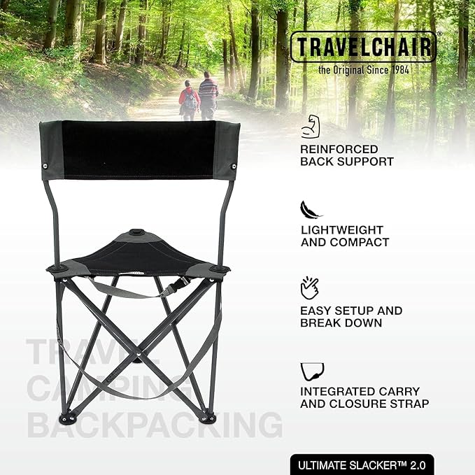 Travel Chair Ultimate Slacker, Quick Folding Tripod Stool - Image 5