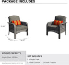 HOOOWOOO Patio Furniture Set, 2 Pieces Outdoor Wicker Chairs Set, All Weather - Image 6