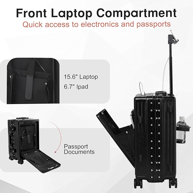 24 Inch Check-In Luggage Aluminum Frame Zipperless Luggage, Hard Shell Suitcase - Image 2