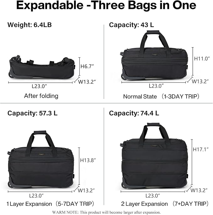 Hanke Expandable Carry On Luggage Suitcases - Image 2