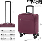 Verage Under Seat Luggage with Wheels, Softside Small Suitcase Spinner Carry On - Image 2