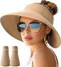 NPJY Sun Hats for Women Wide Brim Roll-Up Beach Ponytail Hat Packable Foldable by Unknown
