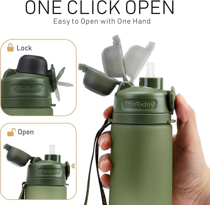 TakeToday Collapsible Water Bottles 20oz, Leak Proof, Foldable Silicone Travel - Image 5