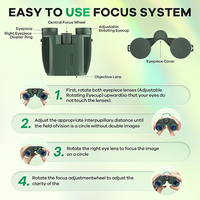 10x25 Compact Binoculars for Adults and Kids, Large View Waterproof Small - Image 9