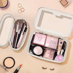 Travel Clear Makeup Bag with Makeup Brush Bag, Leather Make up Case Toiletry Bag - Image 2