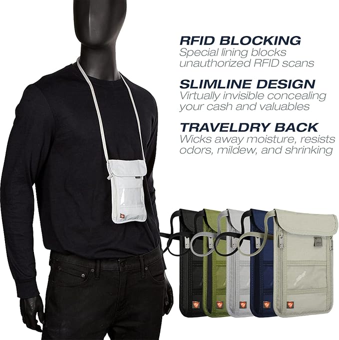 Lewis N. Clark Stash Neck Travel Wallet, RFID Blocking Passport Holder - Image 4