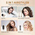 5 in 1 Blow Dryer Brush, Negative Ion Hair Dryer Brush Set Upgrade Hot Air Brush Air Styler Curling Wrap Air Curler, Curling Iron Hair Styling Tools As A Gift for Straight/Curl/Drying/Smoothing