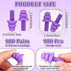 TrelaCo 100 Pairs Ear Plugs Bulk, NRR 29dB Reusable Silicone Ear Plugs - Image 2