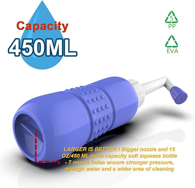 2PCS-Pack Portable Bidet 450ml Travel Bidets + Blue Backpacking Bidet, Peri - Image 6