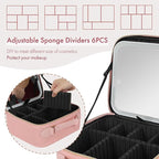 Travel Makeup Bag with LED Mirror Double Layer, Detachable Vanity Mirror with - Image 5