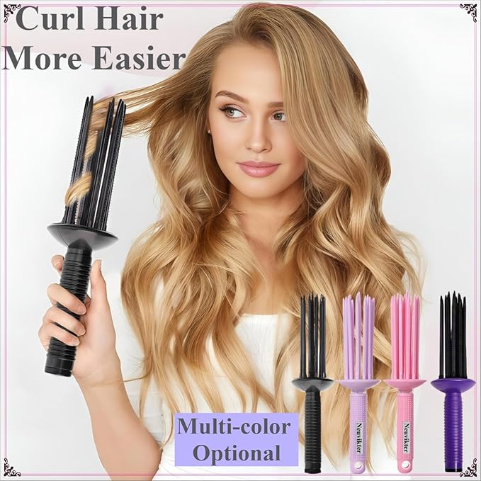 17 Teeth Curly Hair Brush, Curl Defining Brush, Curling Roll Comb, Perfect for Hair Salon & Home Use (Round Red)