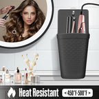 Heat Resistant Silicone Hair Iron Mat and Pouch,Portable Travel Hair Straightener Mat and Holder for Hair Styling Tools.1 Pack.(Black)