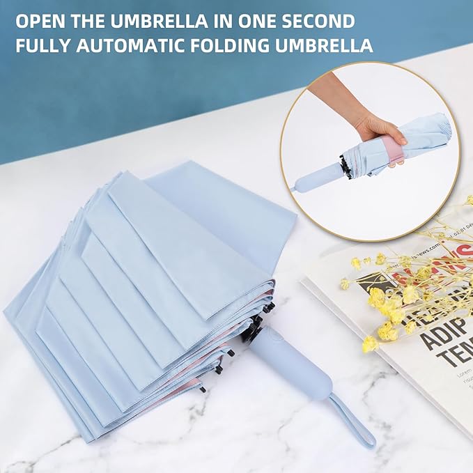 Folding Umbrella Anti-UV Compact Durable Folding Umbrella Auto Open Close - Image 9