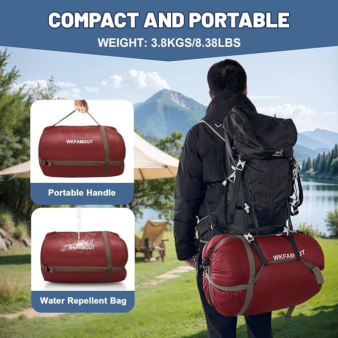Double Sleeping Bag for Adults Machine Washable 2 Person Camping Sleeping Bag - Image 7