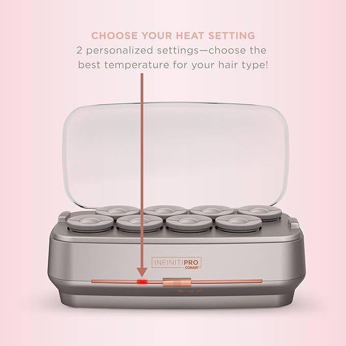 INFINITIPRO BY CONAIR Ceramic Flocked Hot Rollers for Long, Medium, and All Hair - Hair Curler - Hair Roller Clips Included - 2 inch Rollers
