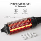 K&K Thermal Brush, Blowout Boost Ionic Round Heated Hot Brush, to Make Hair Smoother & Shinier, Easy to Use, Not for Blow Drying, 38mm Barrel,Dual Voltage, US Plug, Jet Black