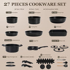 KIKCOIN Pots and Pans Set, 27 Pack Nonstick Cookware Set Detachable Handle - Image 2
