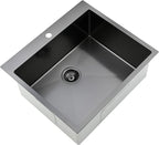 Comllen 25 x 22 Inch Drop In Black Kitchen Sink, Topmount 16 Gauge Stainless - Image 2