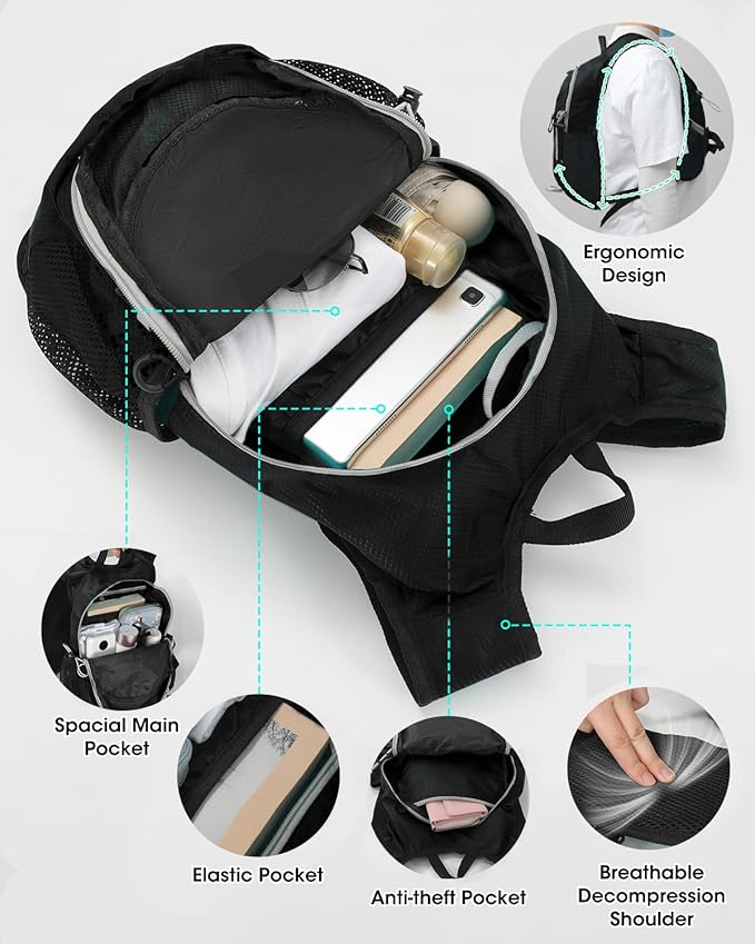 Small Hiking Backpack with Front Phone Holder, Packable Back pack with Chest - Image 7