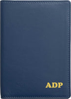 Personalized Monogrammed Navy Leather RFID Passport Wallet by 123CheapChecks