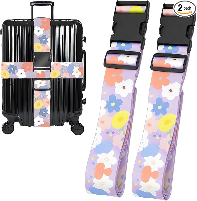 Colored Flowers Luggage Straps for Suitcases, Adjustable Luggage Travel Belt to by Unknown
