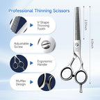 Fenice Peak 6'' Hair Cutting Scissors Set, Professional 440C Stainless Steel Barber Shears Kit with Cutting & Thinning Scissors, 9 PCS Hairdressing Tools for Men Women Salon Home Use