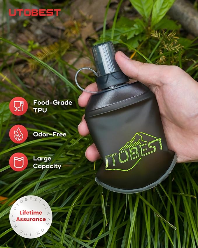 UTOBEST 150ml Soft Flask, 2 Pack Flexible TPU Hydration Water Bottle, - Image 2