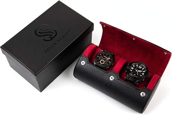 2 Watch Travel Case for Men – Bold Faux Leather Organizer for Smart & Luxury - Image 2