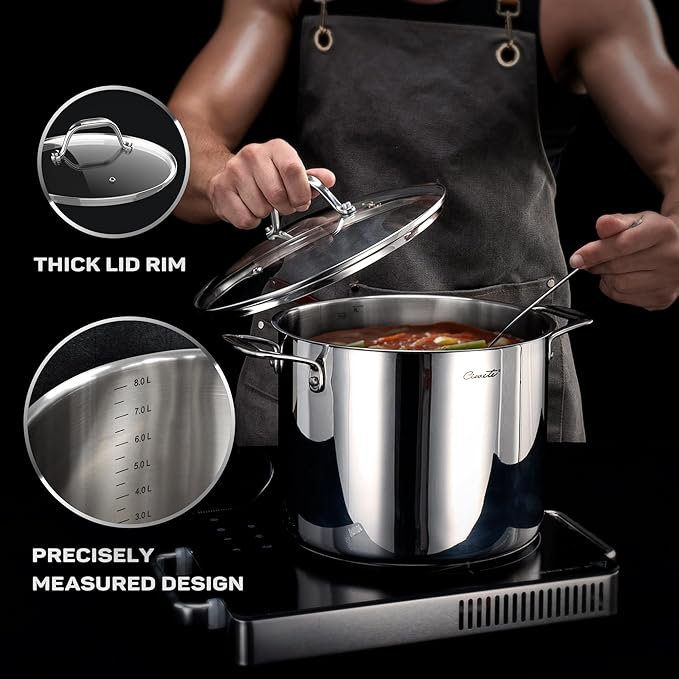 Tri-Ply Stainless Steel Pots and Pans Set 11-PC, 18/10 Stainless Steel - Image 6