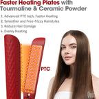 Quico Hair Straightener, 110-240V Global Travel Hair Straighteners for Women, 15s Fast Heating, Professional Negative Ion Flat Iron, Temp Memory, 320℉-450℉, Auto-Off, with Glove and Clips, Gift, Red