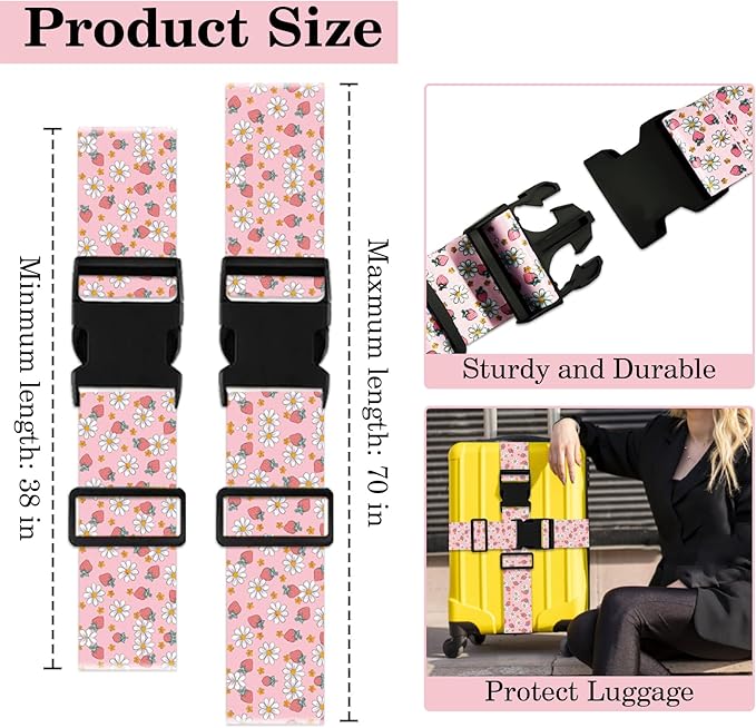 Strawberry Luggage Straps for Suitcases TSA Approved, Luggage Identifiers for - Image 2