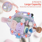F-color Mesh Shower Caddy Portable, Upgrade Deeper 7 Pockets Shower Bag Basket - Image 2