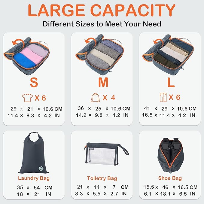 Cipway Compression Packing Cubes, Lightweight Travel Luggage Organizers - Image 6