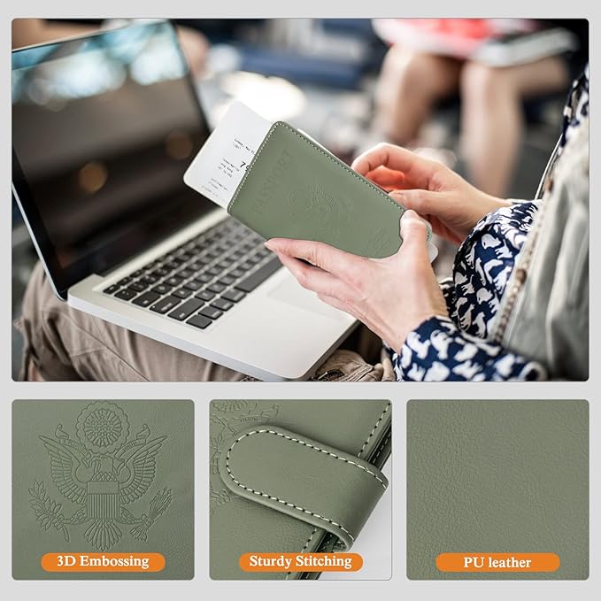 TIGARI Passport Holder for Travel Women Men, PU Leather Waterproof RFID - Image 4