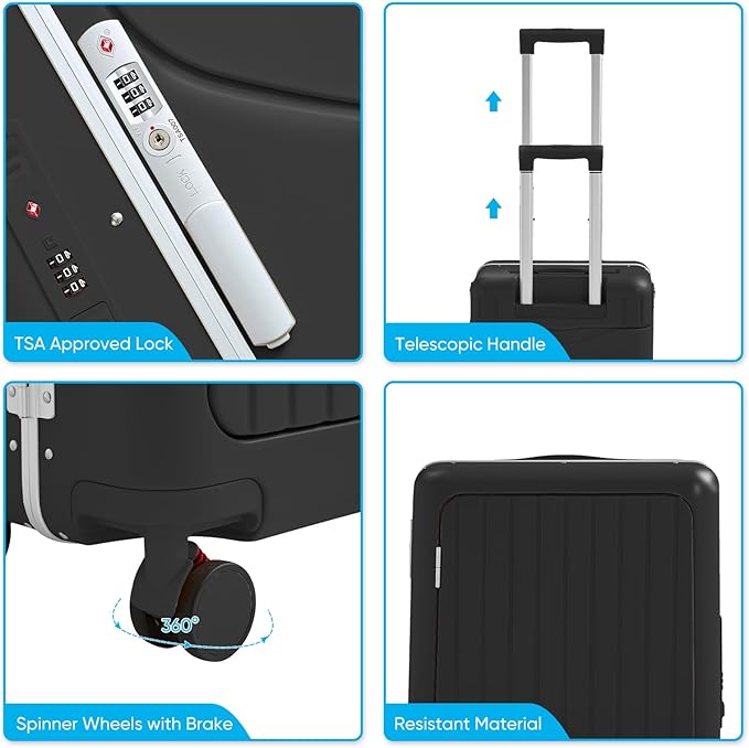 TABU 20" Ride-on Luggage with Seat，Front Opening Carry-On Hardshell Ride On - Image 6