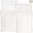 4-Piece White Large Durable Organic Cotton Mesh Laundry Bags by NAHADS