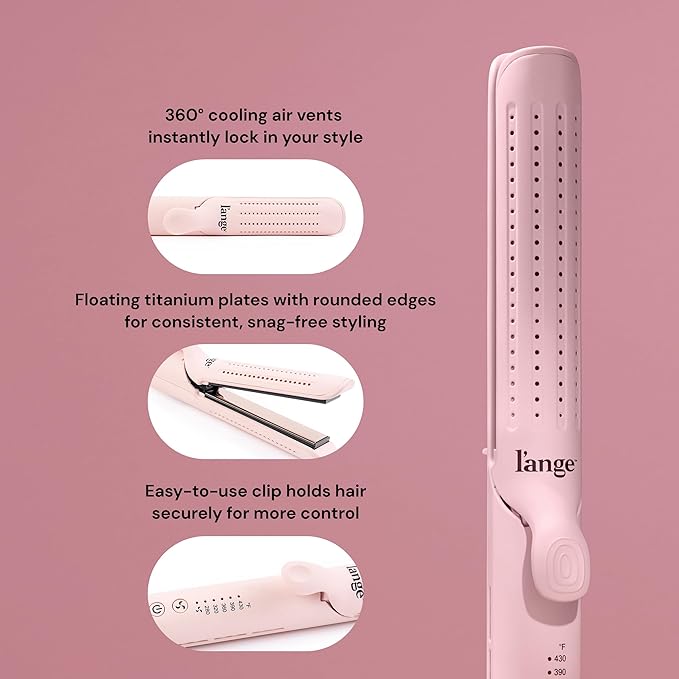 L'ANGE HAIR Le Duo Standard 360° Airflow 2 in 1 Straightener and Curler | 1 Inch Curling Wand & Titanium Flat Iron with 5.3" Plates | Hair Straightener & Curler for Short to Medium Hair (Blush)