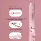 L'ANGE HAIR Le Duo Grande 360° Airflow 2 in 1 Straightener and Curler | 1 Inch Curling Wand & Titanium Flat Iron with 5.3" Plates | Hair Straightener & Curler for Long Hair (Blush)