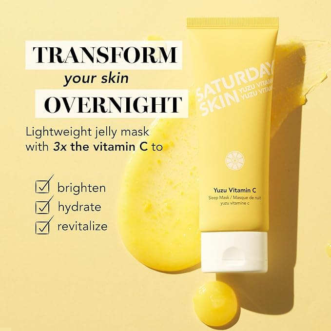 Saturday Skin Yuzu Vitamin C Sleep Mask Regenerist Retinol Ultra Rich Face Moisturizer Cream Smooth Skin and Reduce Wrinkles Ideal for All Skin Types 50ml(Tube)