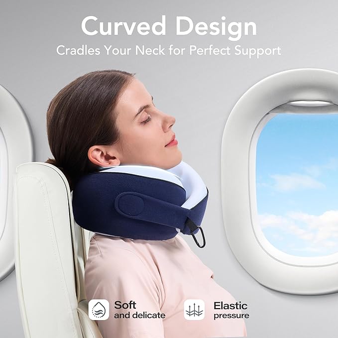 Travel Pillow, 100% Pure Memory Foam Travel Neck Pillow Airplane Neck Support - Image 4