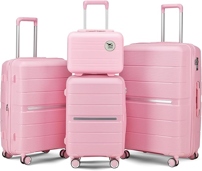 Campfun Luggage 4 Piece Sets, Expandable Carry On Luggage Set Hardshell PP by Campfun