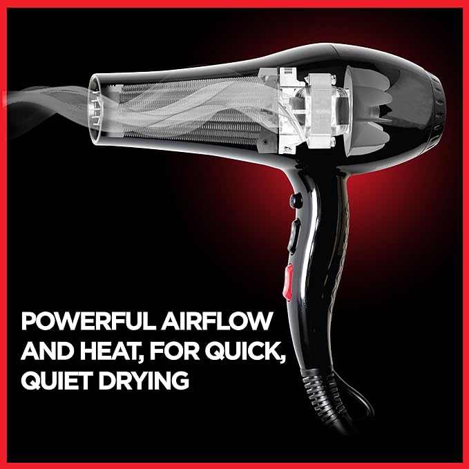 CHI Dynamic Hair Dryer, Blow Dryer for Smooth & Voluminous Hair, Comb-Attachment & Air Concentrating Nozzle for Faster Styling, Low Noise