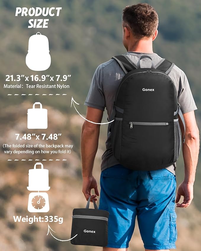 Gonex 30L Ultra Lightweight Packable Backpack, Handy Foldable Daypack - Image 3