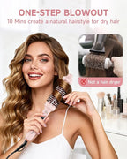 Thermal Brush, FLYZEMAA 1.5 Inch Heated Round Brush for Long Dry Hair, Heated Brushes Straightener with 3 Temp Settings, Blowout Brushes for Curling & Volumizing, Anti-Scald Nylon Bristles(Pink)