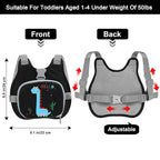 Accmor Toddler Harness Leash+ Reflective Anti Lost Wrist Link, Cute Dinosaur - Image 2