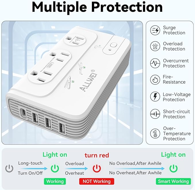 ALLWEI 2000W Travel Voltage Converter 220v to 110v Converter - Image 6