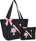 Vavabox Tote Bag, A-Z Initial Monogrammed Waterproof Tote Bag, Bridesmaid Gifts by Vavabox