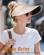 Sun Visor Hats for Women, UPF50+ Wide Brim Sun Hats Adjustable Foldable Beach - Image 2