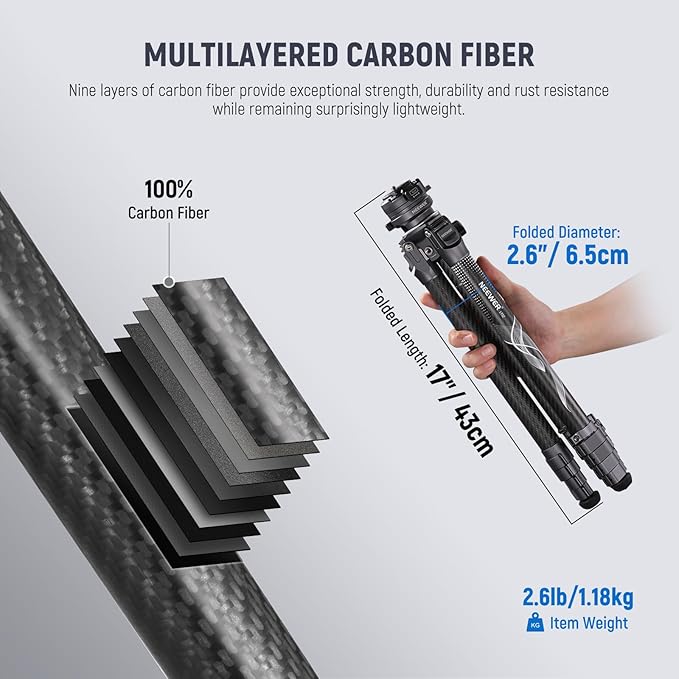 NEEWER LITETRIP LT32 62" Travel Tripod Carbon Fiber - Image 4